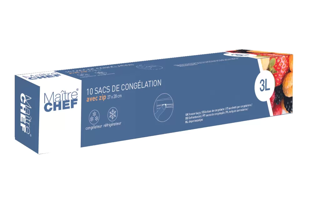 Cuisson | * 10 Sachets Congelation Zip 3L 27X28Cm