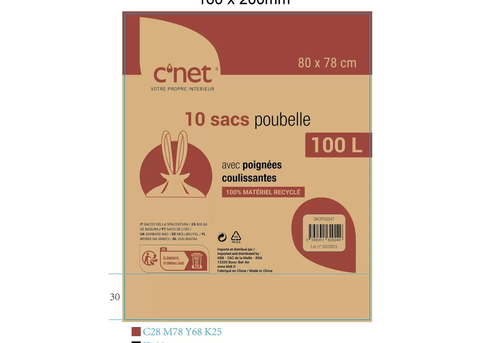 Menage | * 10 Sacs Poubelle 100L Avec Poignees