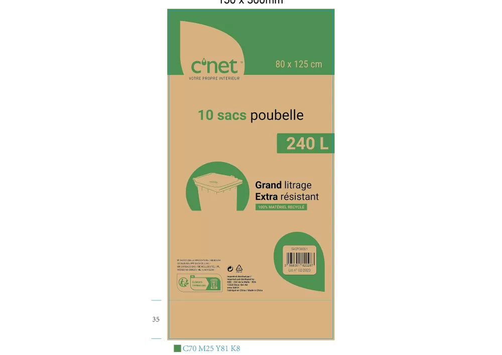 Menage | * 10 Sacs Poubelle 240L Extra Resistant