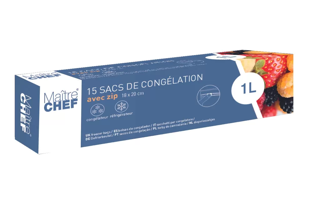 Cuisson | * 15 Sachets Congelation Zip 1L 18X20Cm