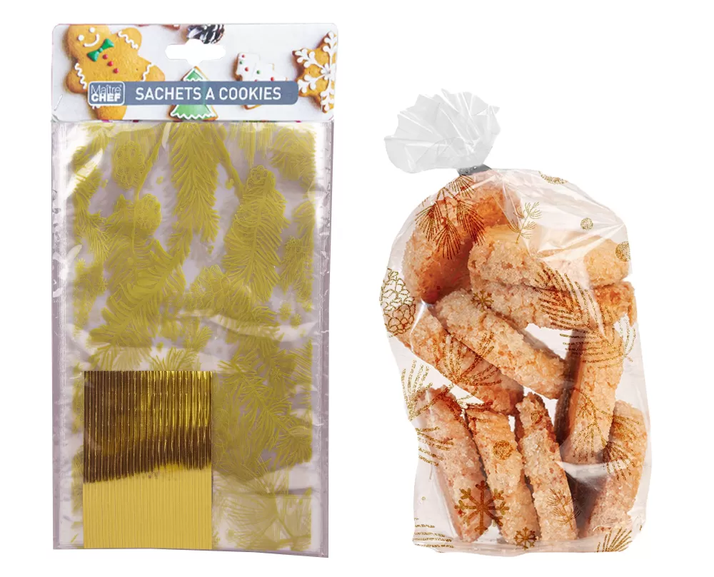 Pâtisserie | * 20 Sachets Cookie Pomme De Pin Dore