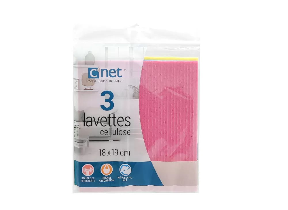 Menage | * 3 Lavettes Cellulose 18X19Cm