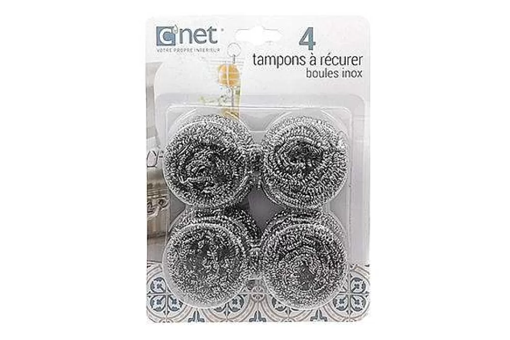 Menage | * 4 Tampons Recurer Boules Inox