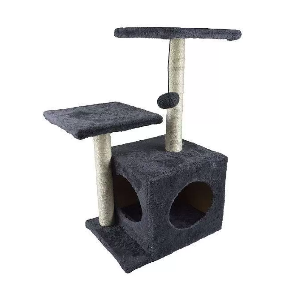 Jouets | * Arbre A Chat Avec Jouet Et Niche H 60Cm Anthracite