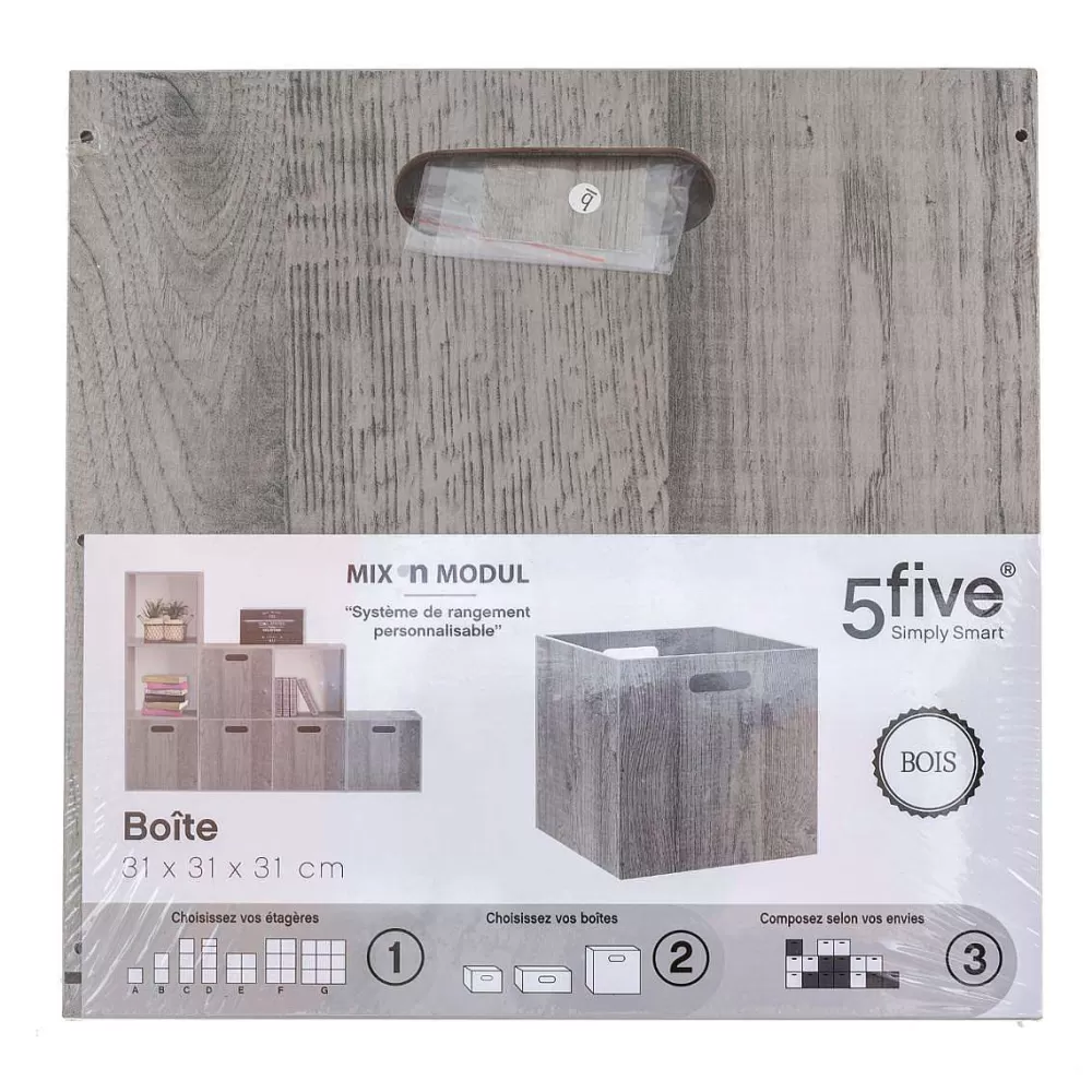 Five Meubles Modulables>Boite De Rangement 31X31Cm Bois Gris