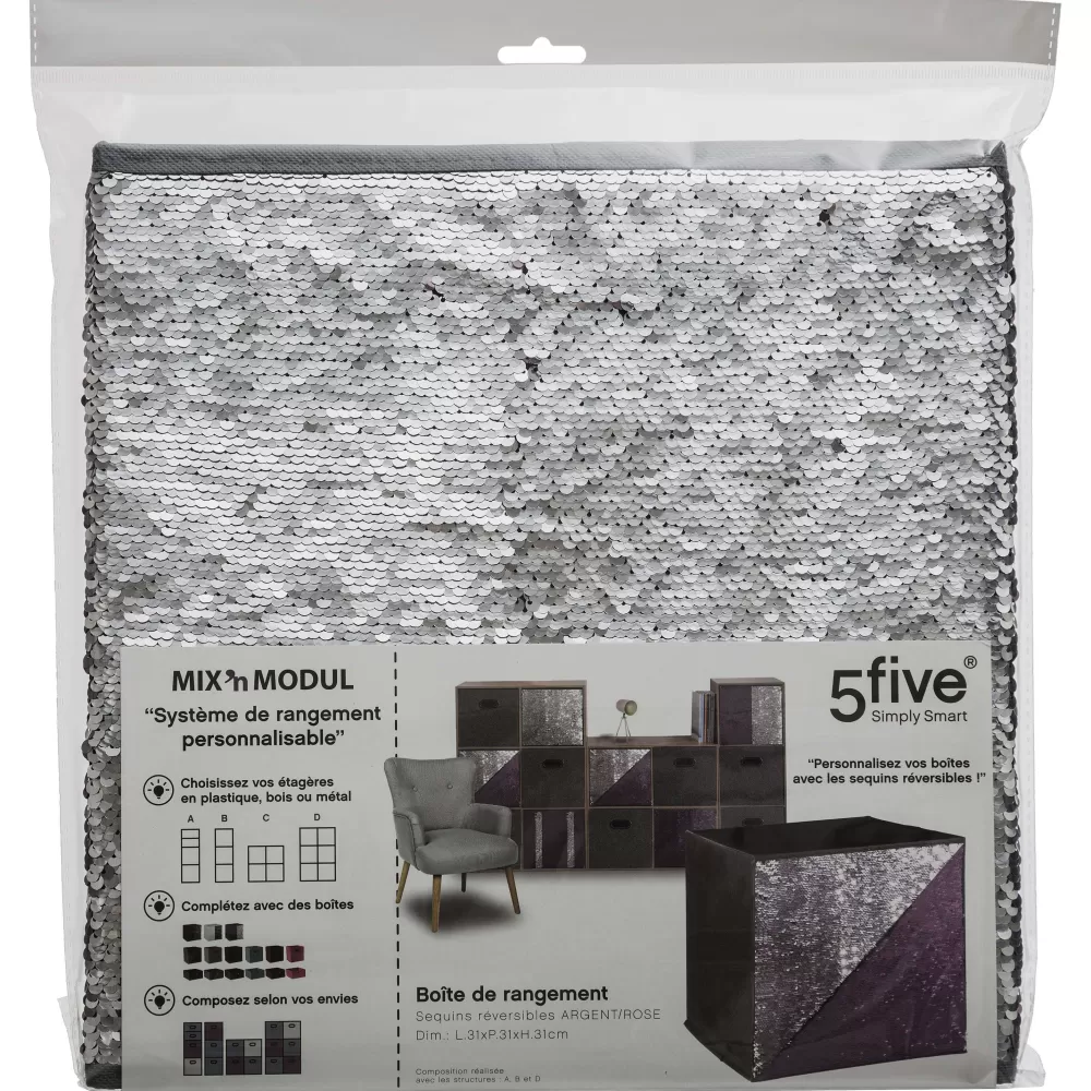 Five Meubles Modulables>Boite De Rangement 31X31Cm Sequin Gris