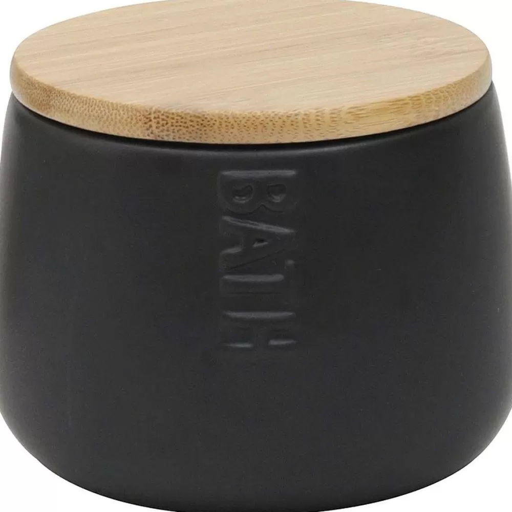 Accessoires De Salle De Bain | * Boîte A Coton Dolomite Ronde Bath Noir Bambou