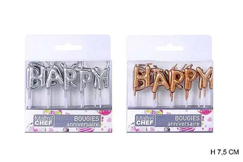 Pâtisserie | * Bougies Happy Birthday Argent Ou Dore