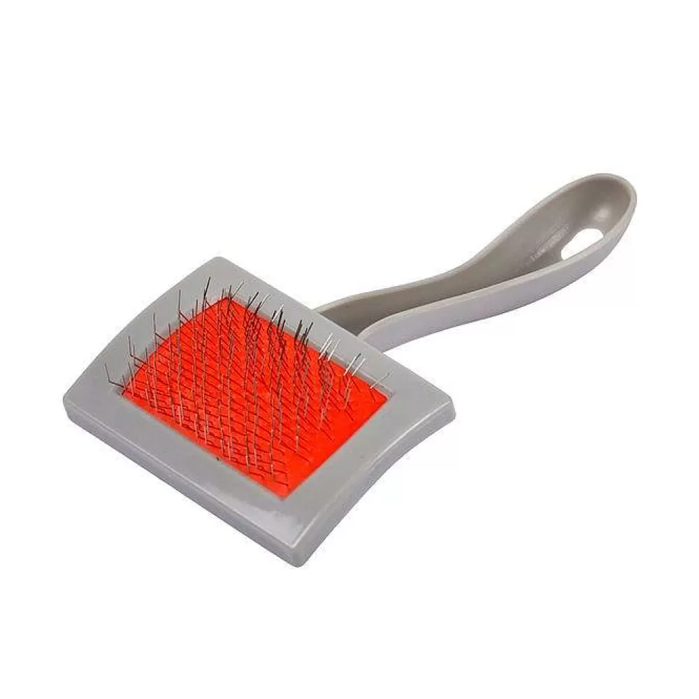 Hygiene Animale | * Brosse Plastique Et Inox Incurve Chat