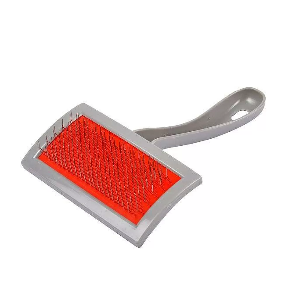 Hygiene Animale | * Brosse Plastique Et Inox Incurve Chien