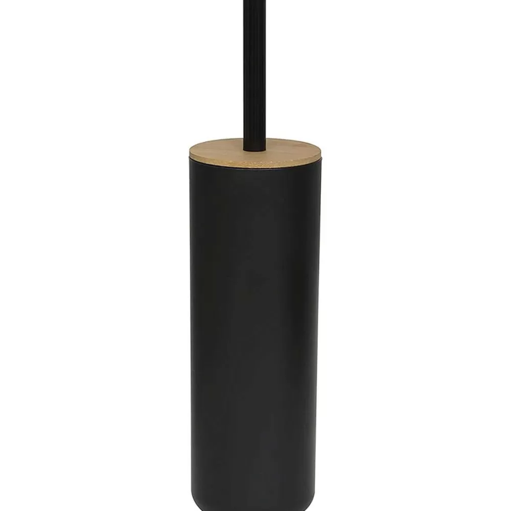 Accessoires Wc | * Brosse Wc Avec Couvercle Bambou Noir