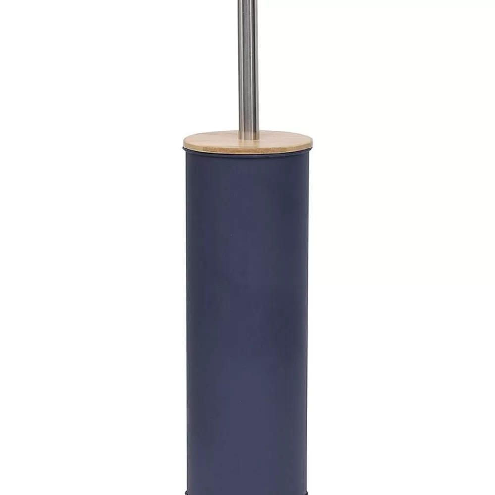 Accessoires Wc | * Brosse Wc Metal Couvercle Bambou Bleu