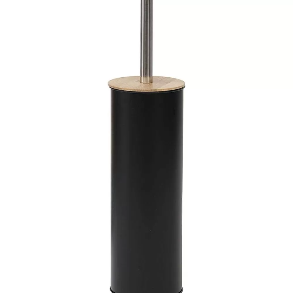 Accessoires Wc | * Brosse Wc Metal Couvercle Bambou Noir