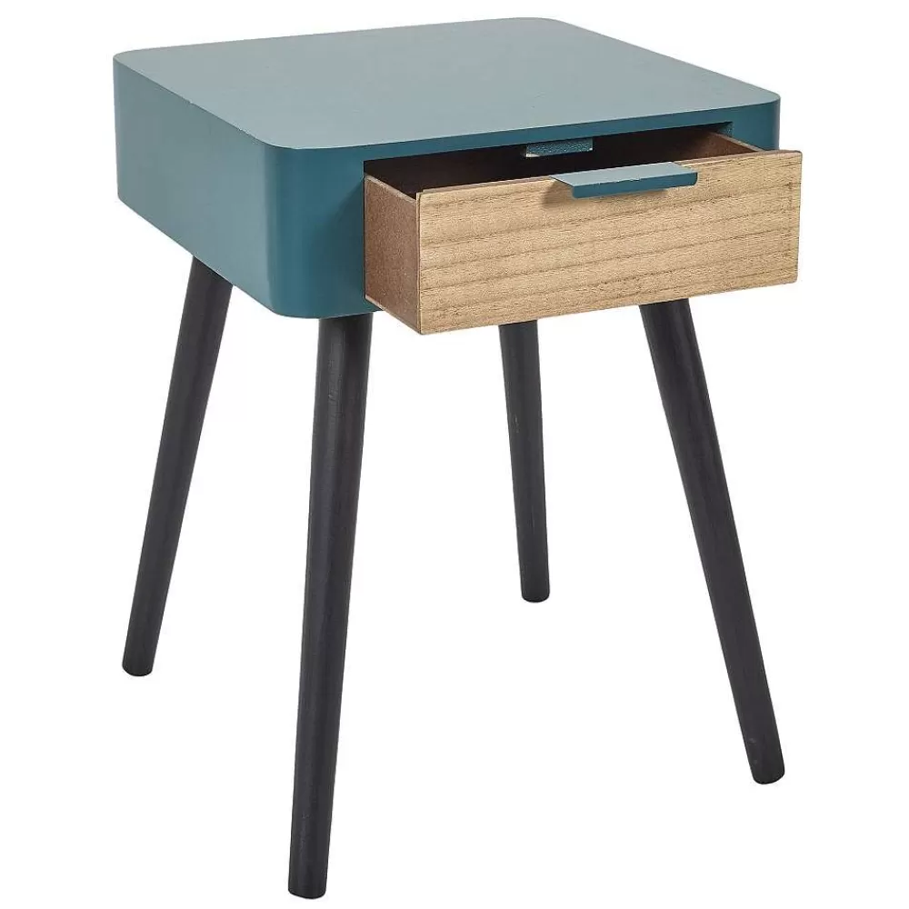 * Tables De Chevet>Chevet 1 Tiroir En Bois Bleu Canard