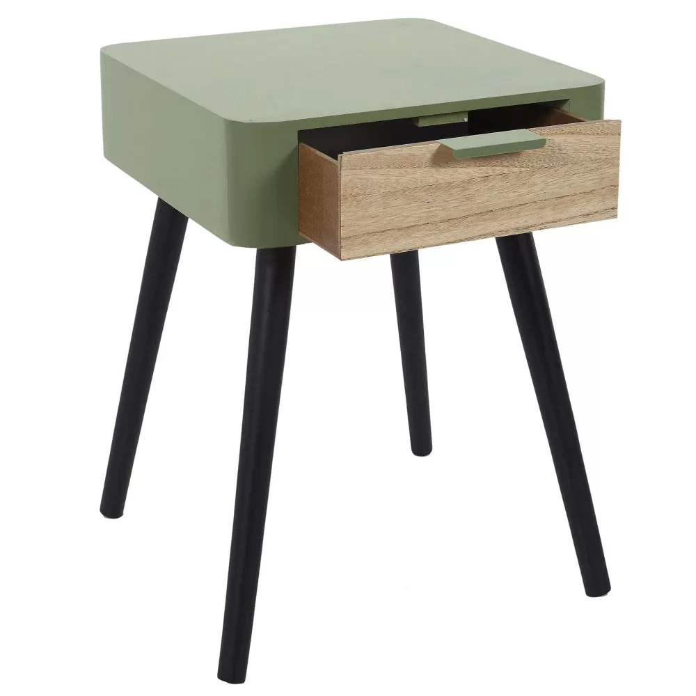 * Tables De Chevet>Chevet 1 Tiroir En Bois Vert Kaki