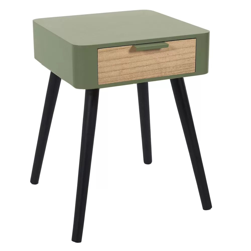 * Tables De Chevet>Chevet 1 Tiroir En Bois Vert Kaki