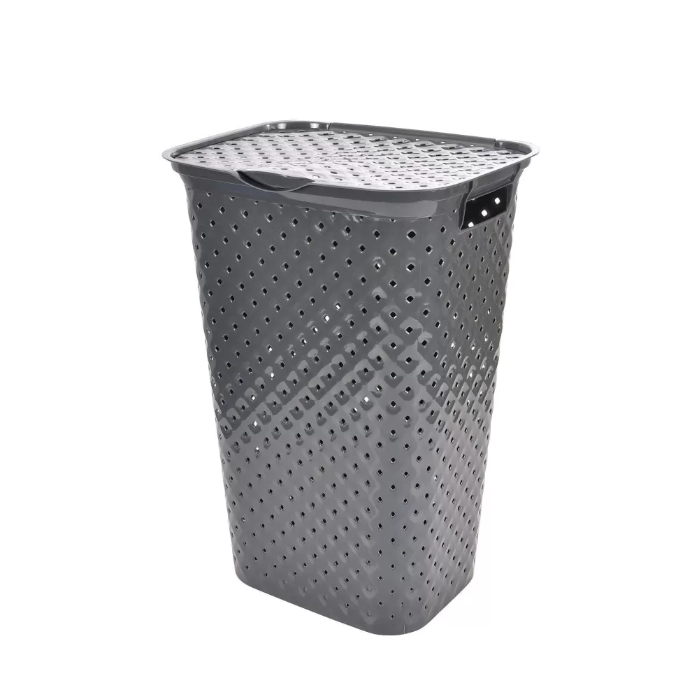 Soin Du Linge | * Coffre A Linge Plastique 45L 42X35X57Cm Diamant Anthracite