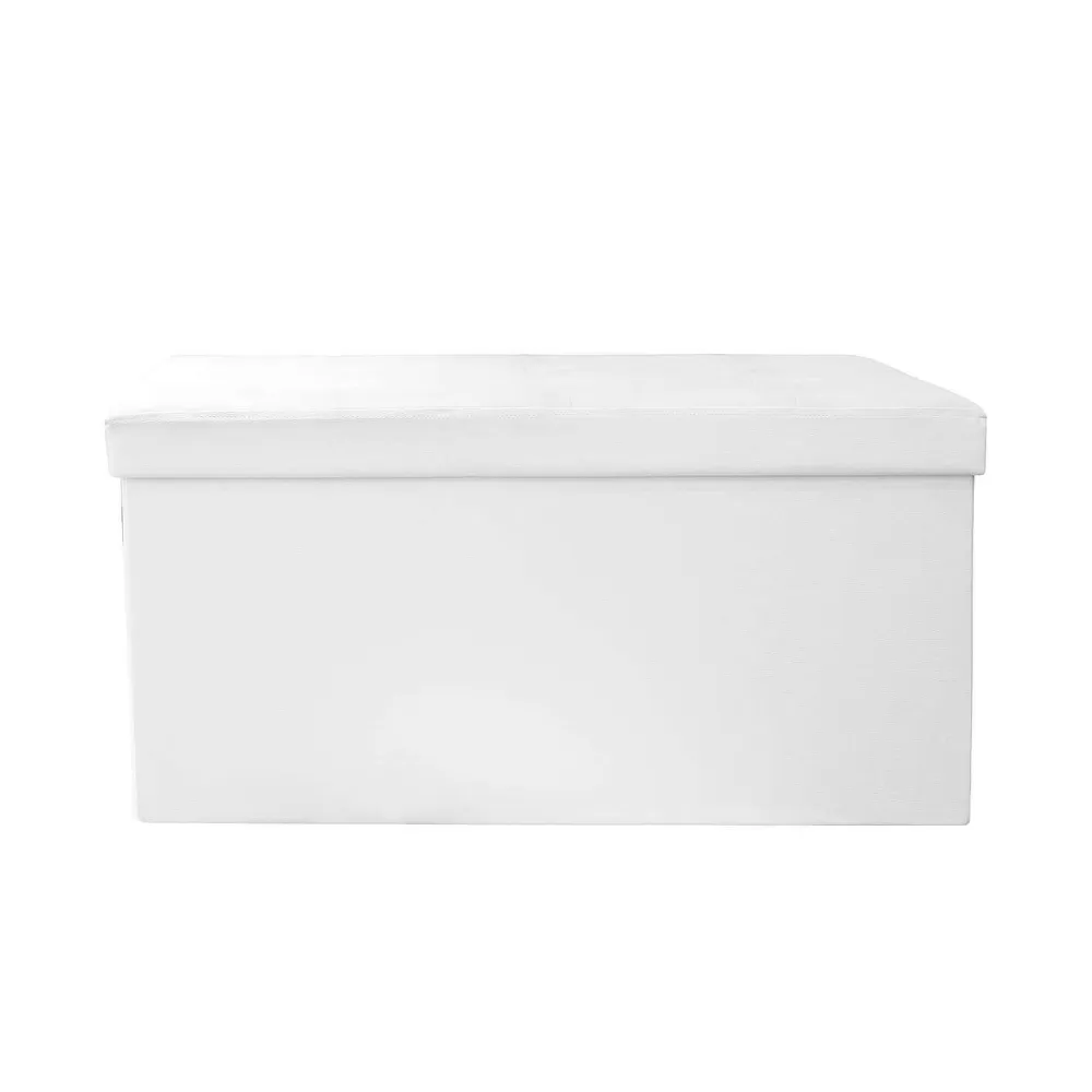 * Poufs>Coffre Banc Pliable Pu Blanc