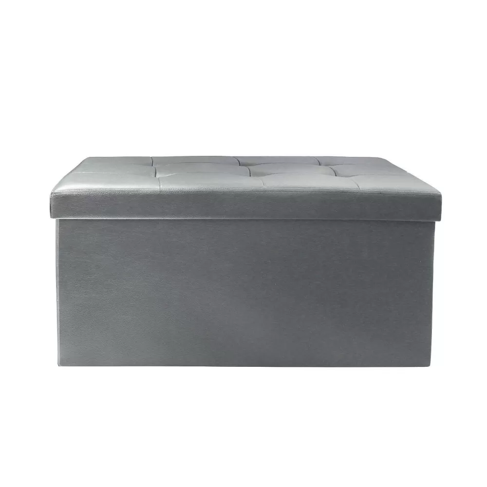 * Poufs>Coffre Banc Pliable Pu Gris