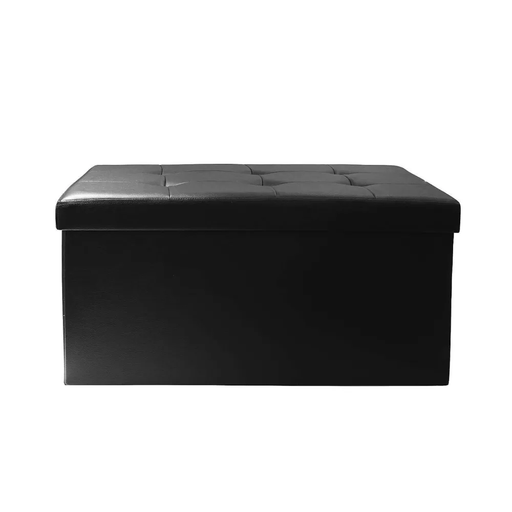 * Poufs>Coffre Banc Pliable Pu Noir