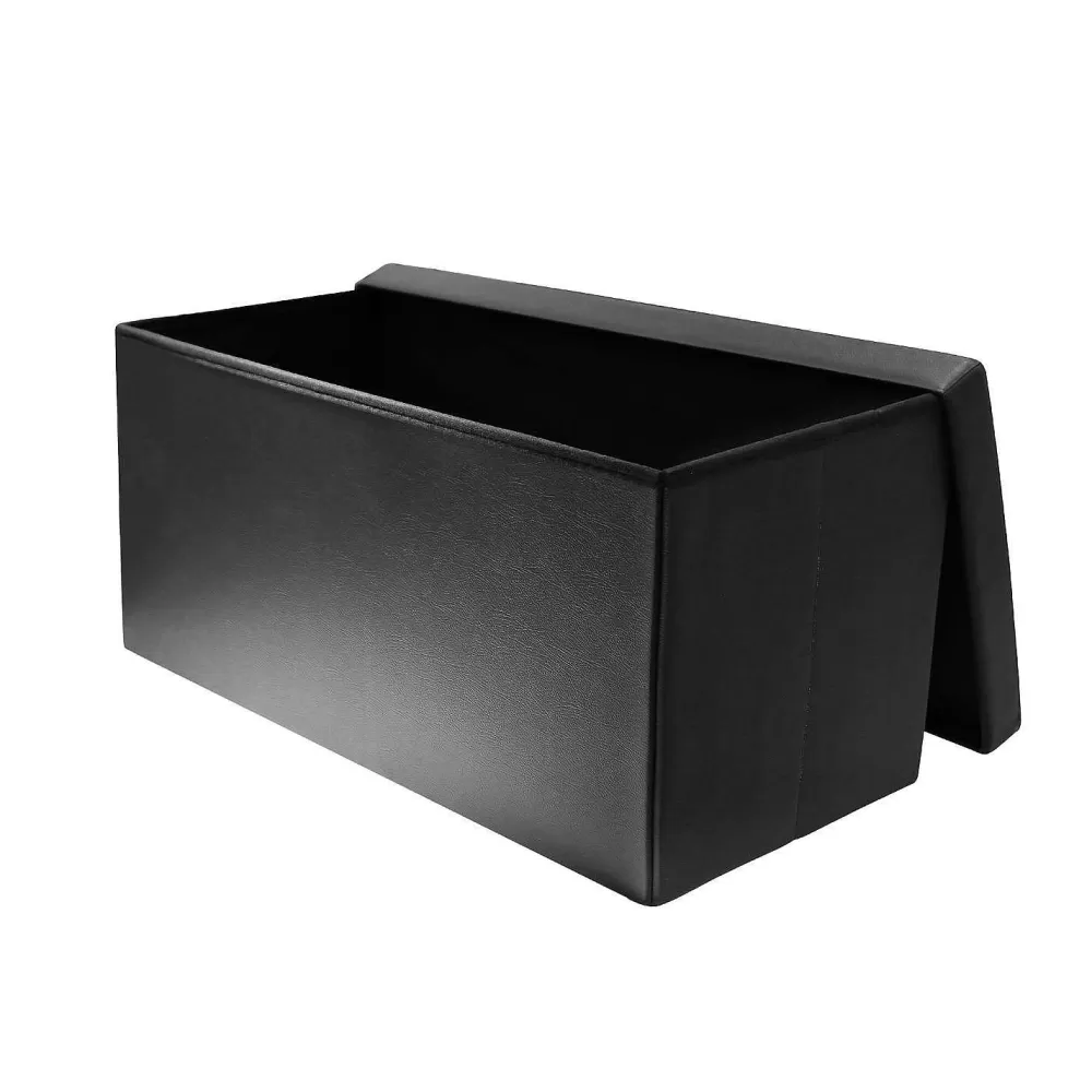 * Poufs>Coffre Banc Pliable Pu Noir