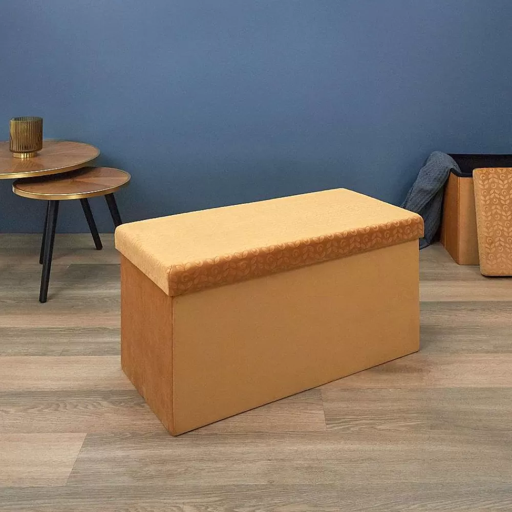 * Poufs>Coffre Banc Pliable Retro Moutarde