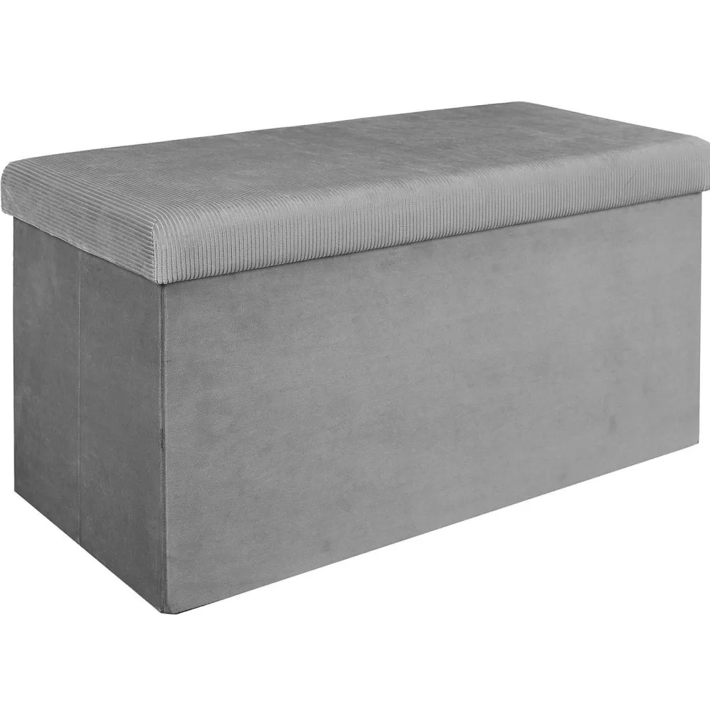 * Poufs>Coffre Banc Pliable Velours Cotele Giulia Gris