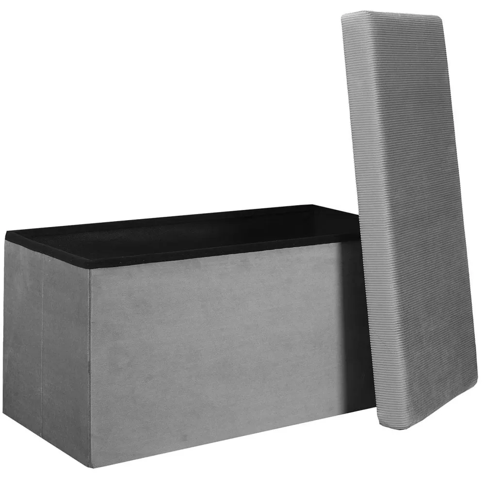 * Poufs>Coffre Banc Pliable Velours Cotele Giulia Gris