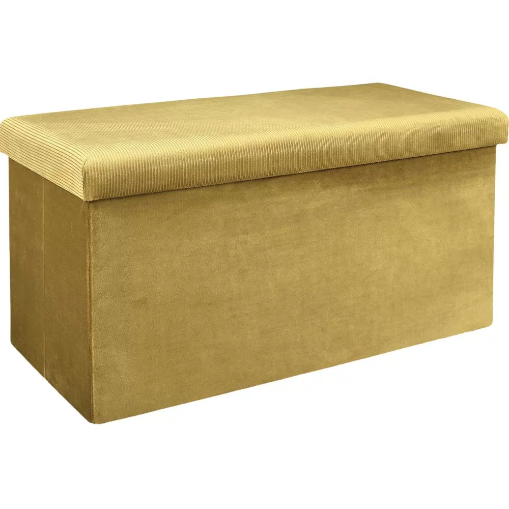 * Poufs>Coffre Banc Pliable Velours Cotele Giulia Jaune