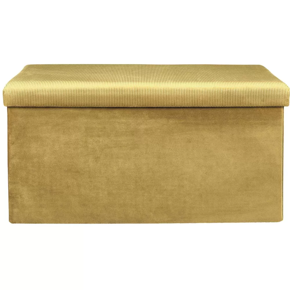 * Poufs>Coffre Banc Pliable Velours Cotele Giulia Jaune