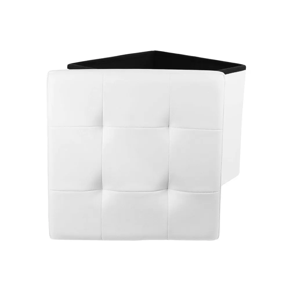 * Poufs>Coffre Pouf Pliable Pu Blanc