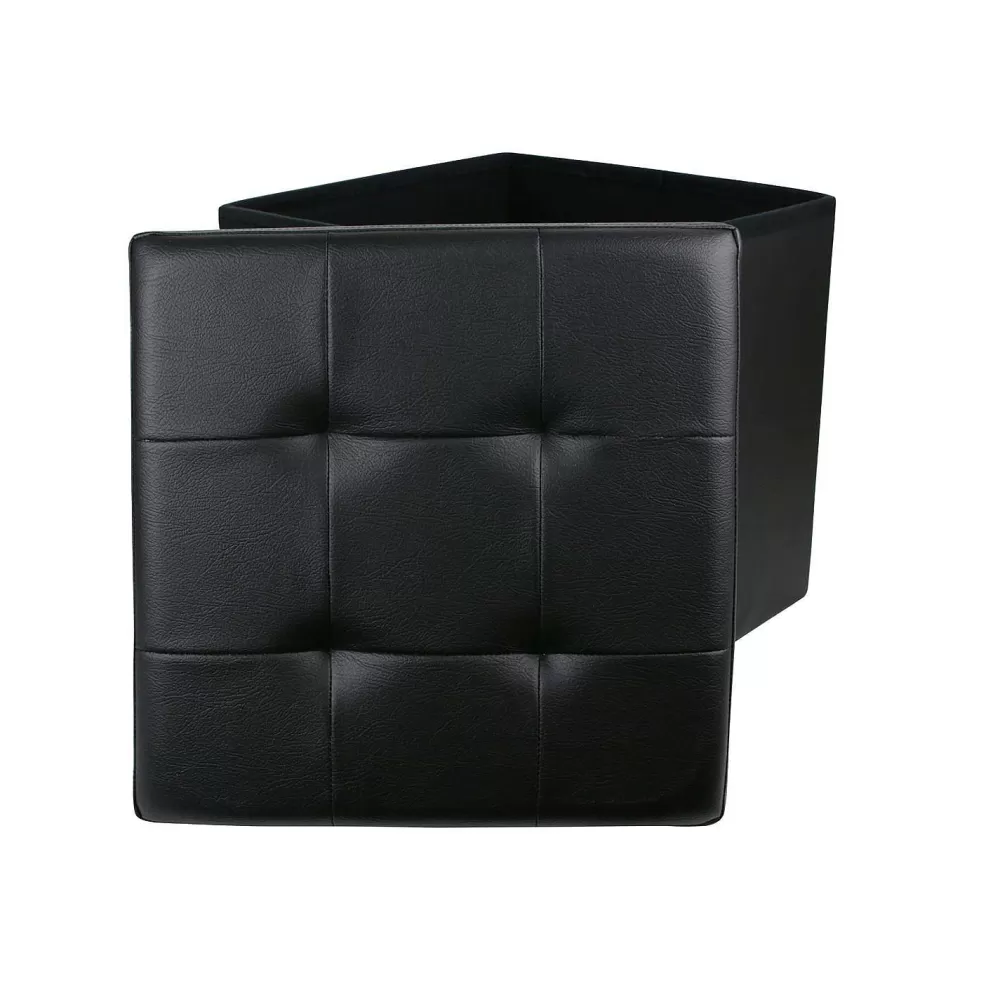 * Poufs>Coffre Pouf Pliable Pu Noir