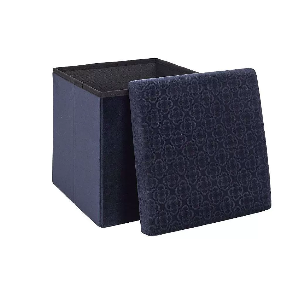 * Poufs>Coffre Pouf Pliable Retro Bleu Nuit