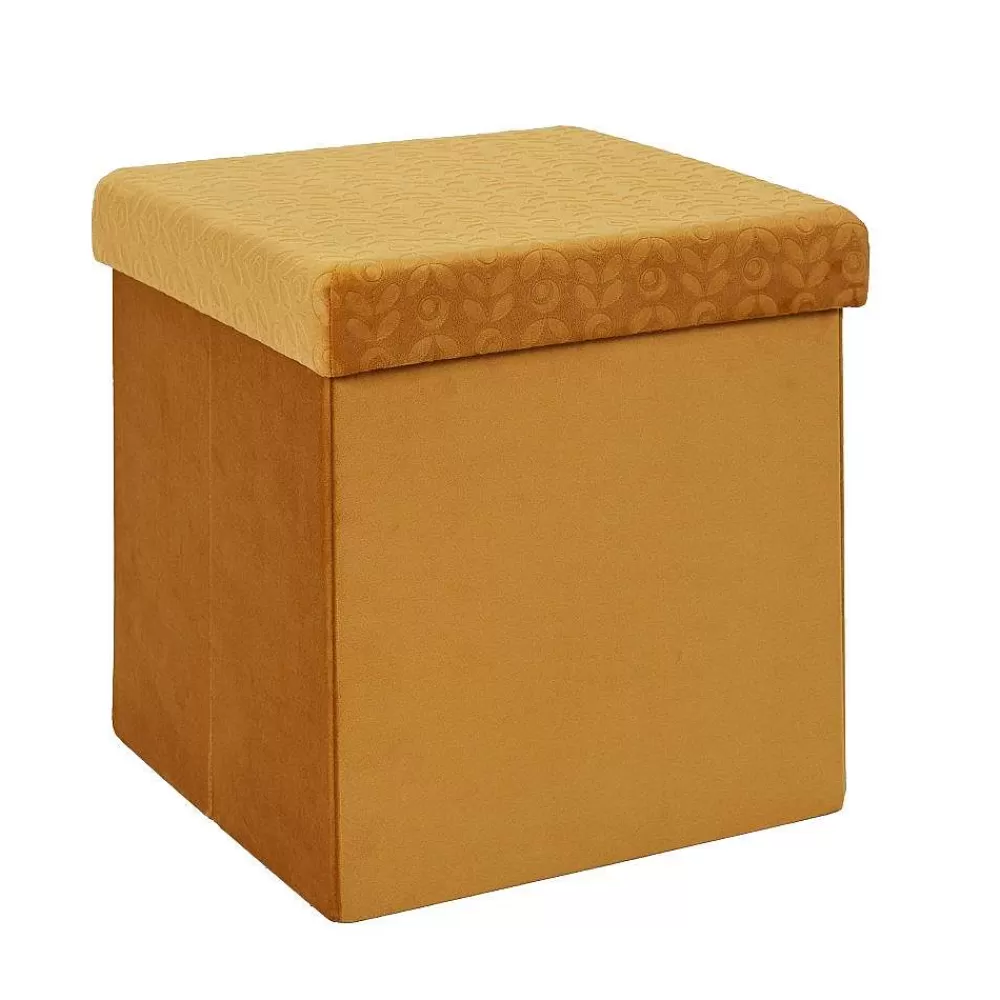 * Poufs>Coffre Pouf Pliable Retro Moutarde