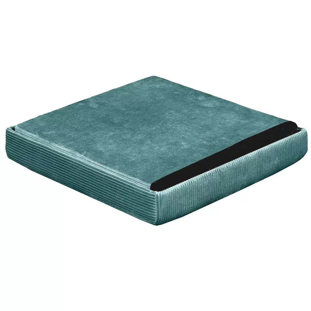 * Poufs>Coffre Pouf Pliable Velours Cotele Giulia Bleu