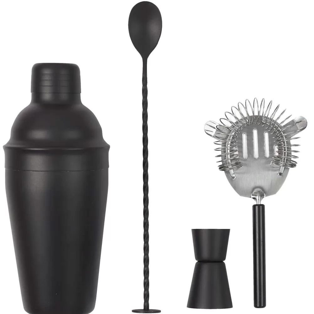 Cocktails Et Boissons | * Coffret A Cocktail 4 Accessoires Noirs