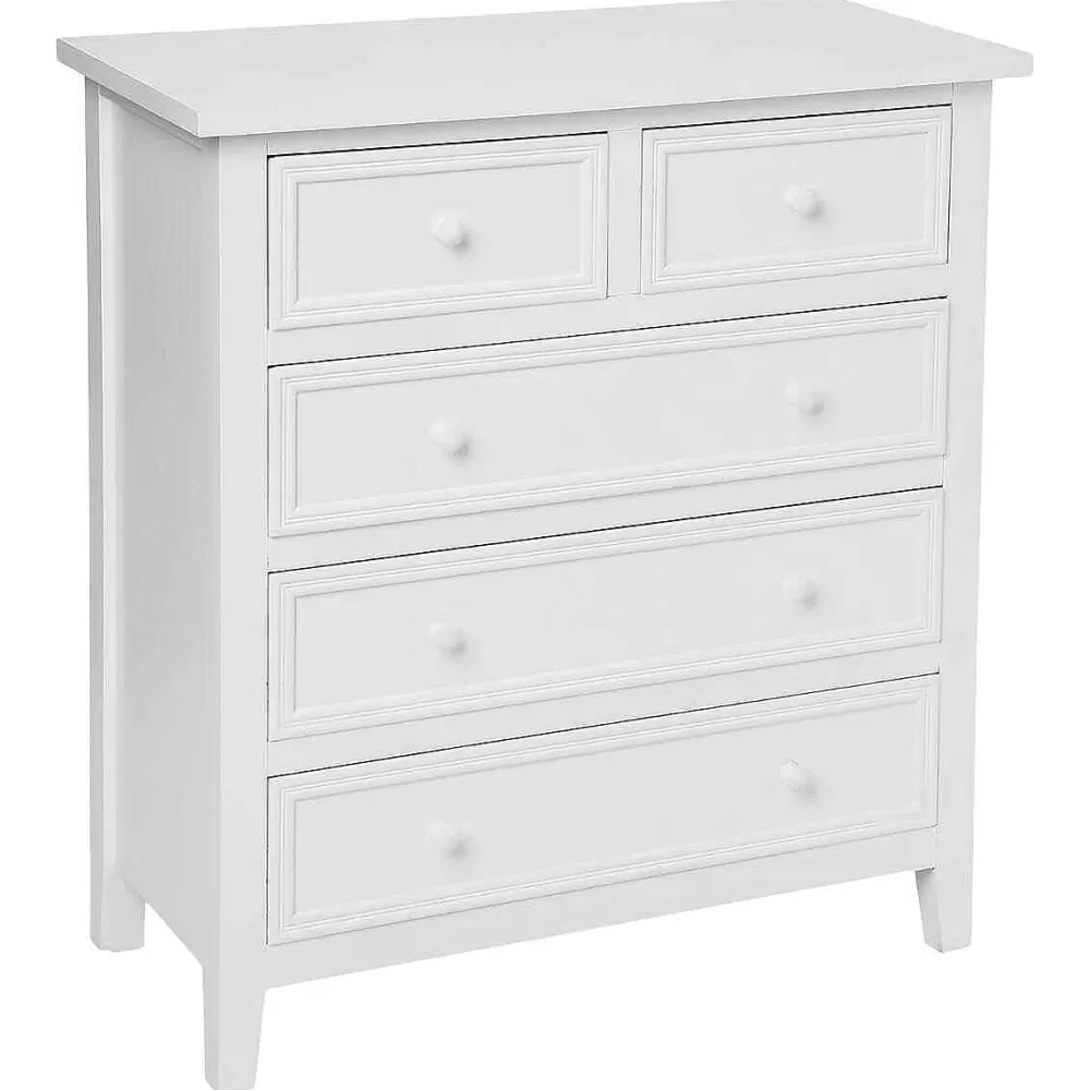 Atmosphera Commodes>Commode 5 Tiroirs Blanc Charme