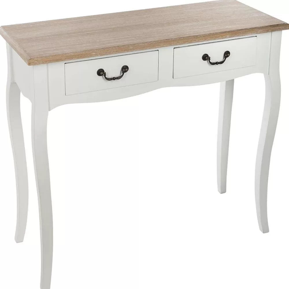 Atmosphera Tables Consoles>Console Chrysa 2 Tiroirs Blanc