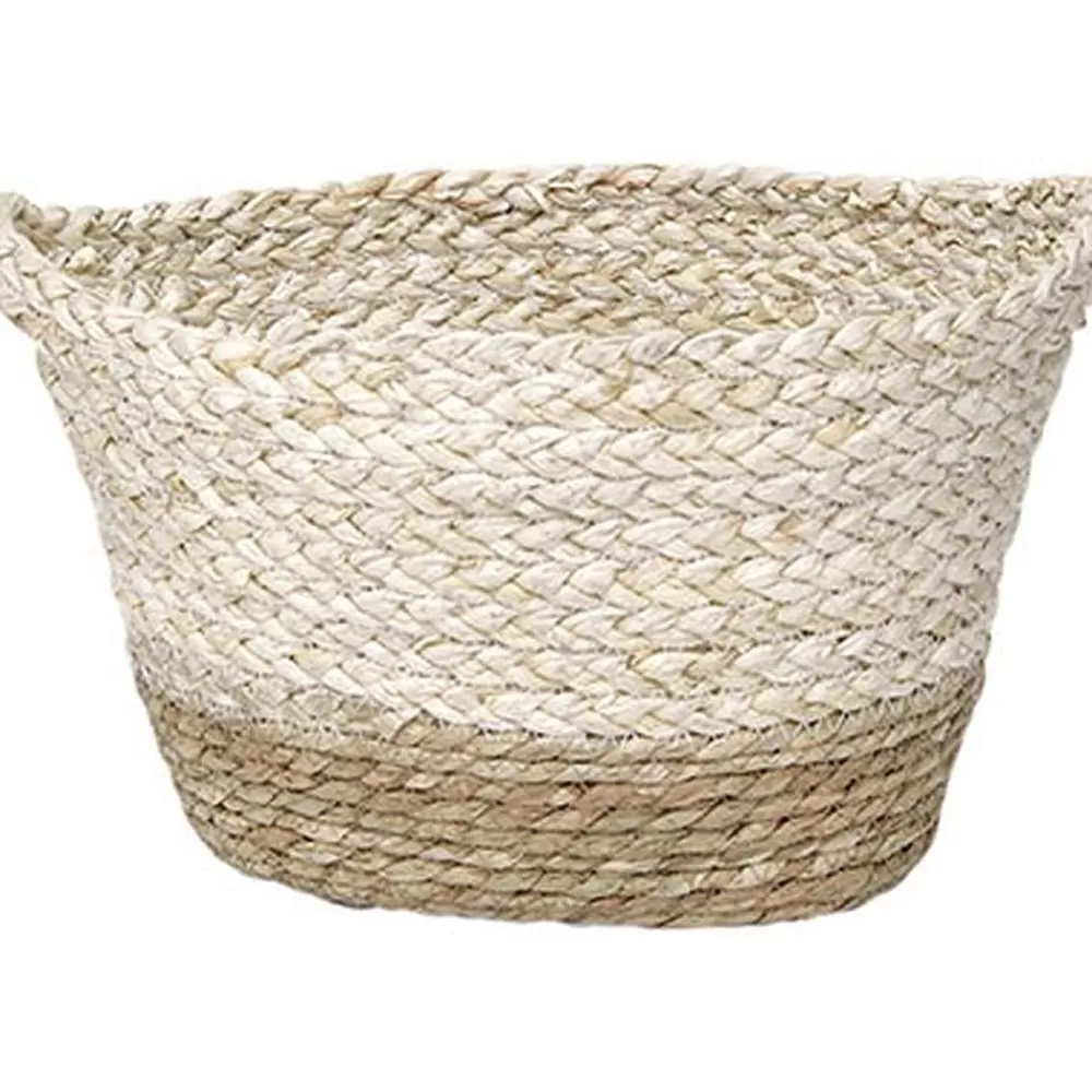 Rangements Deco | * Corbeille Bicolore Ovale Gm Matiere Vegetale Naturel Blanc