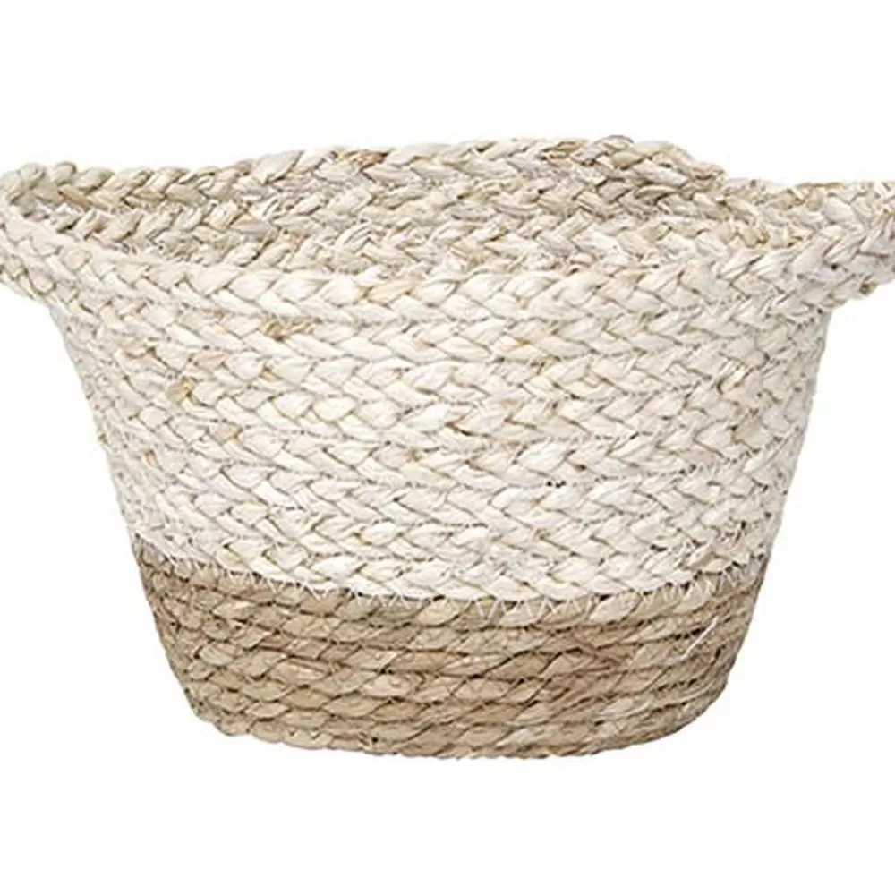 Rangements Deco | * Corbeille Bicolore Ovale Pm Matiere Vegetale Naturel Blanc
