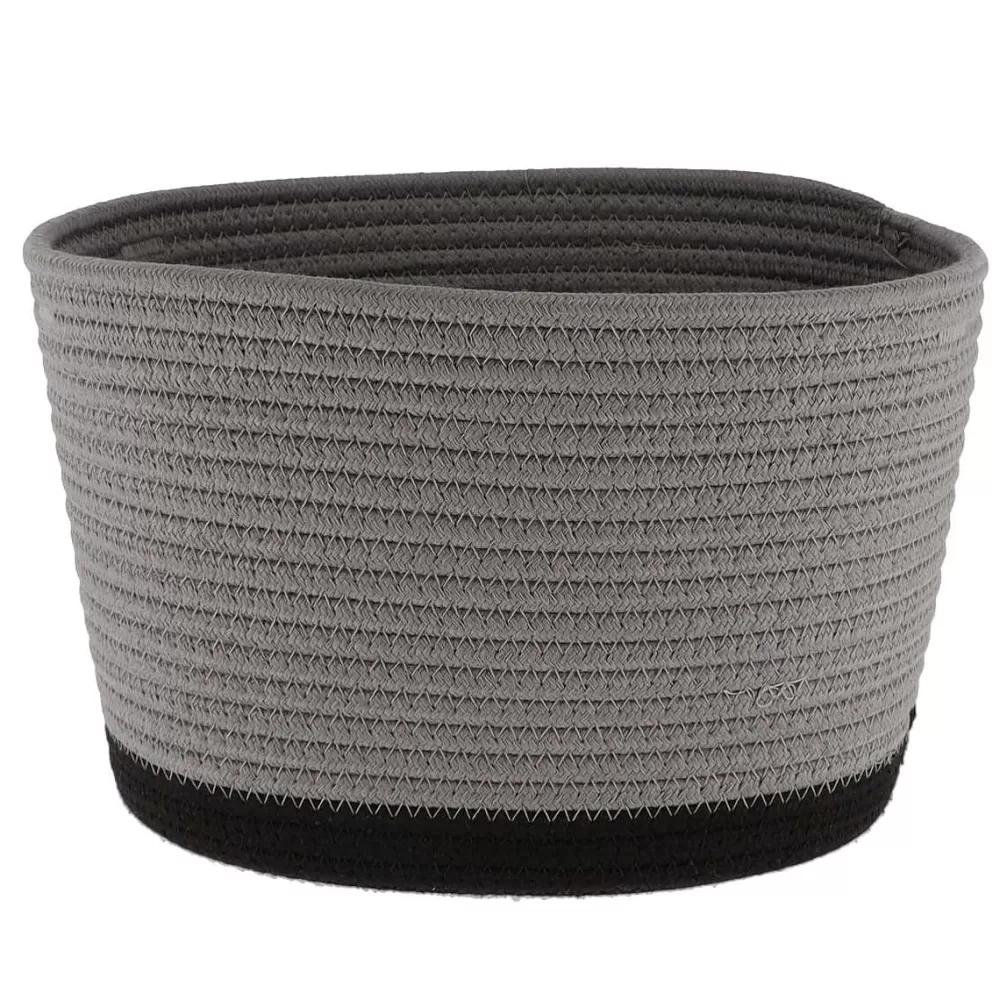 Rangement Salle De Bain | * Corbeille Ovale Moyen Modele Coton 28X22.5Cm Gris Noir