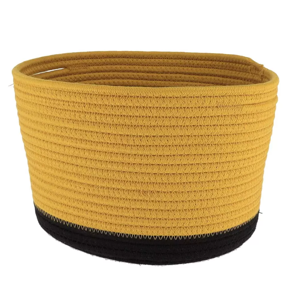 Rangement Salle De Bain | * Corbeille Ovale Moyen Modele Coton 28X22.5Cm Ocre Noir