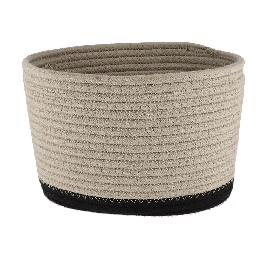 Rangement Salle De Bain | * Corbeille Ovale Petit Modele Coton 25X20Cm Ficelle Noir
