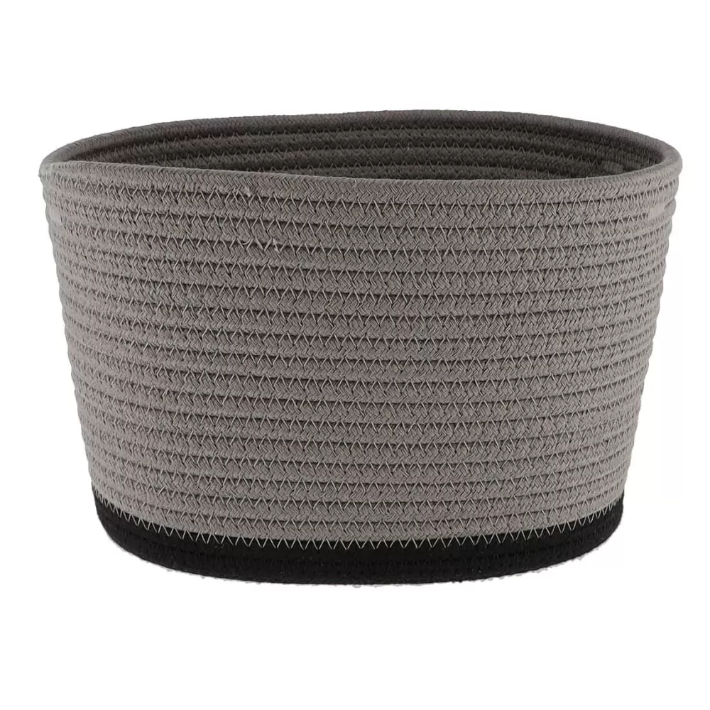 Rangement Salle De Bain | * Corbeille Ovale Petit Modele Coton 25X20Cm Gris Noir