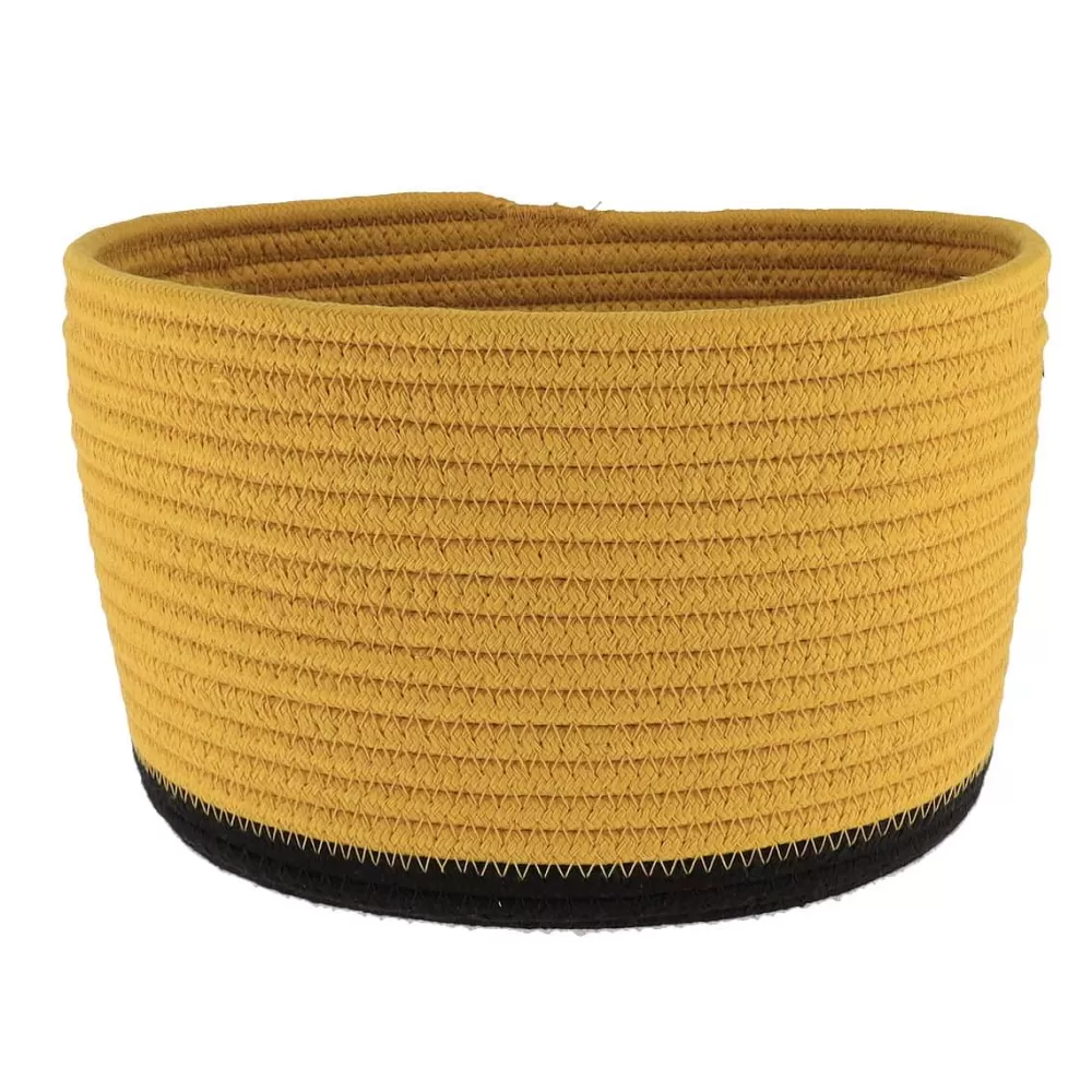 Rangement Salle De Bain | * Corbeille Ovale Petit Modele Coton 25X20Cm Ocre Noir