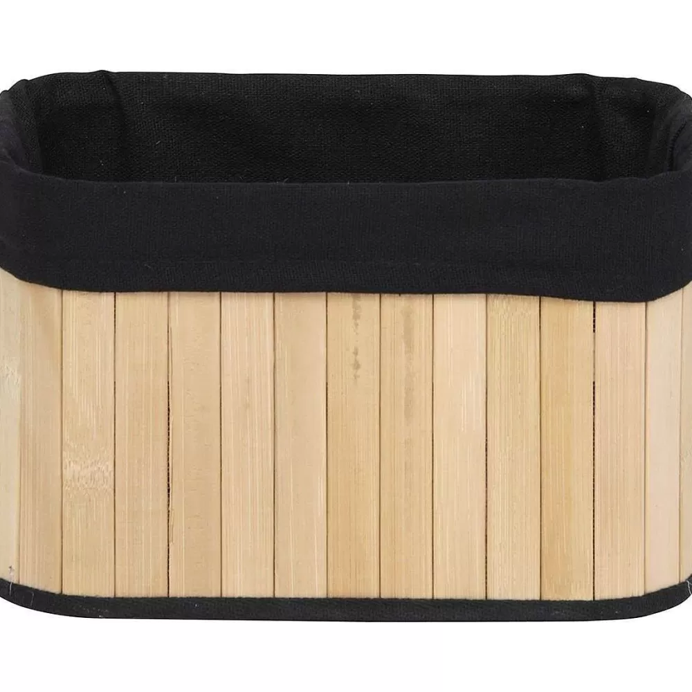 Rangements Deco | * Corbeille Rectangle 22X16X14Cm Bambou Tissu Noir