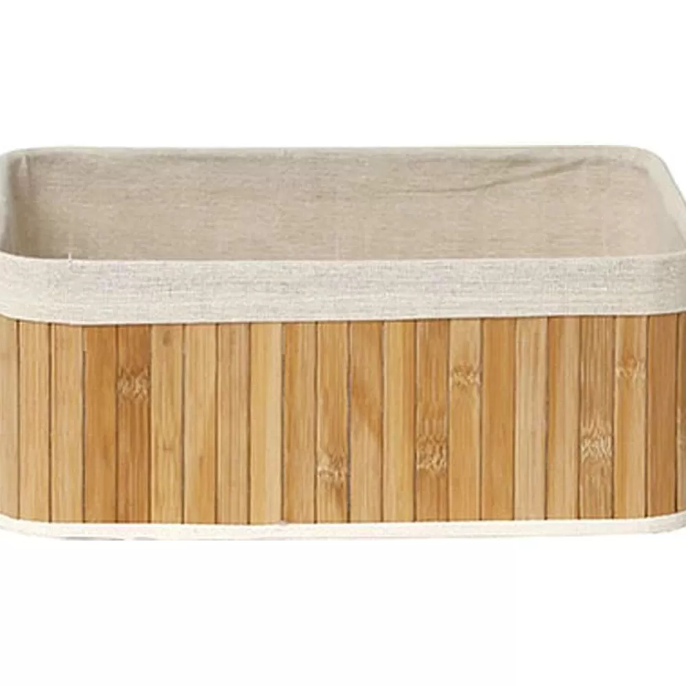 Rangements Deco | * Corbeille Rectangle 37X25X15Cm Bambou Tissu Lin