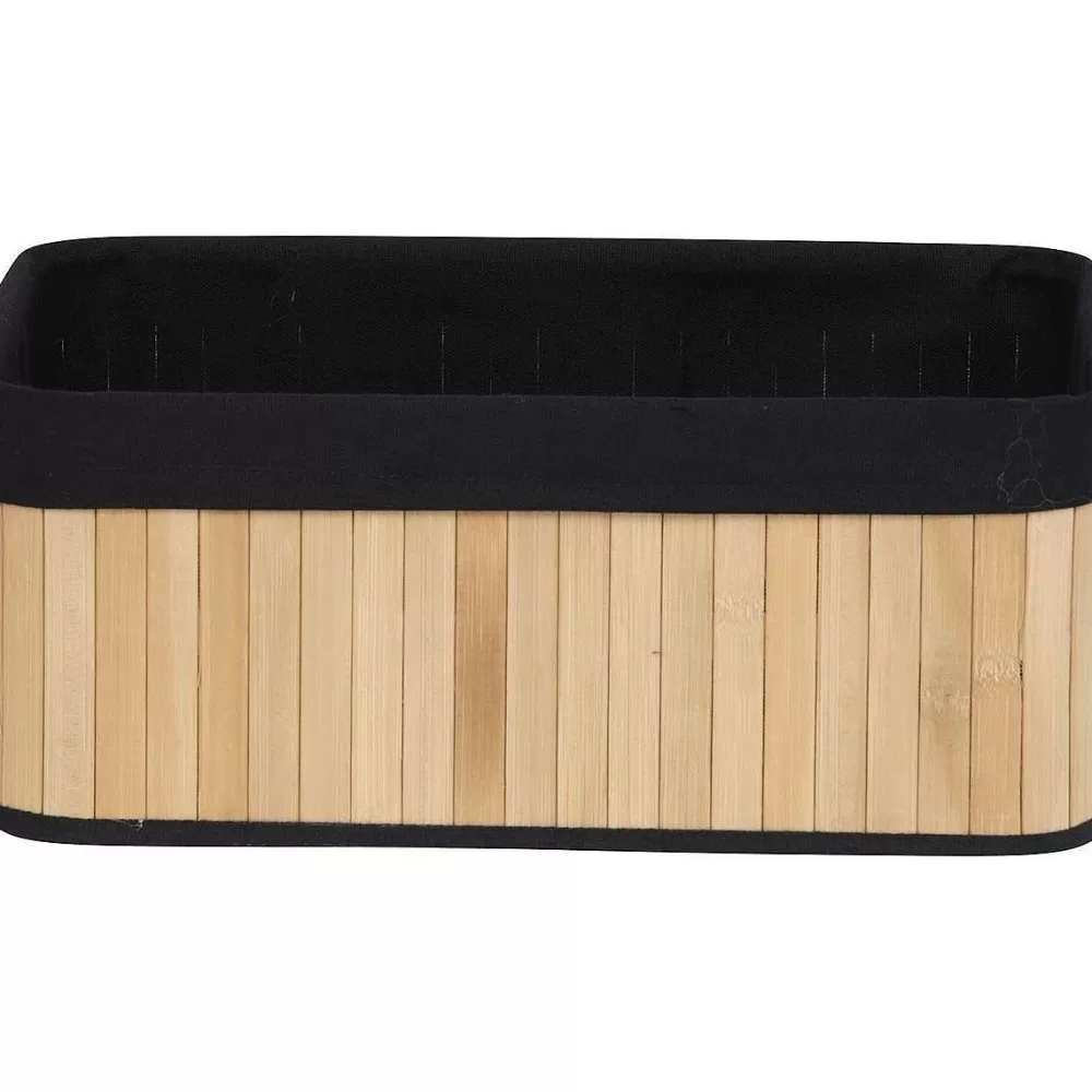 Rangements Deco | * Corbeille Rectangle 37X25X15Cm Bambou Tissu Noir