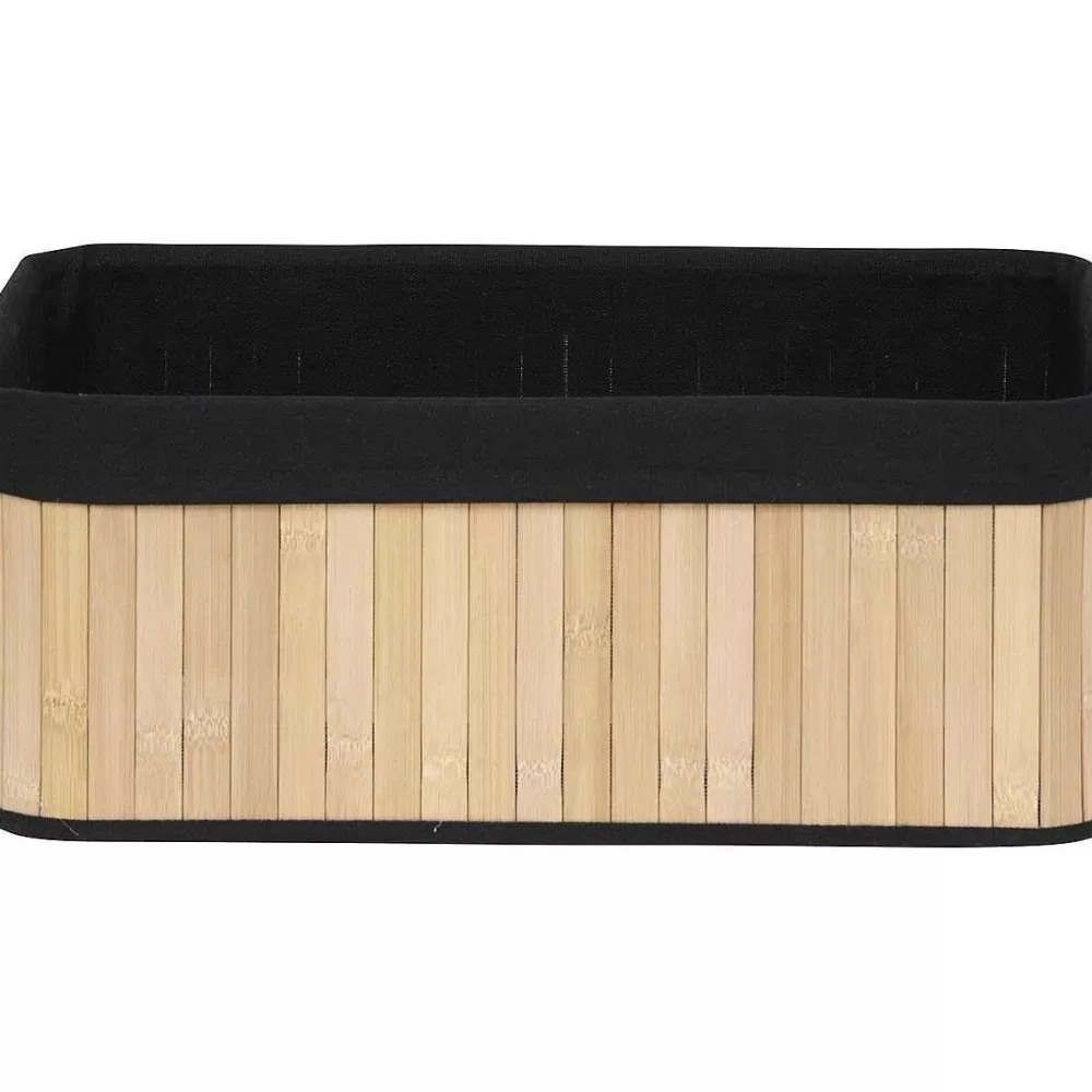 Rangements Deco | * Corbeille Rectangle 40X28X16Cm Bambou Tissu Noir