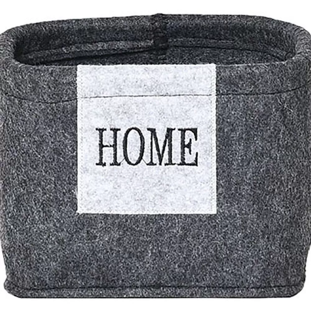 Rangements Deco | * Corbeille Rectangulaire Pm Feutrine Gris Fonce Gris Clair